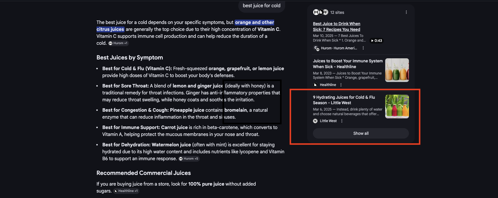 LW - best juice for cold